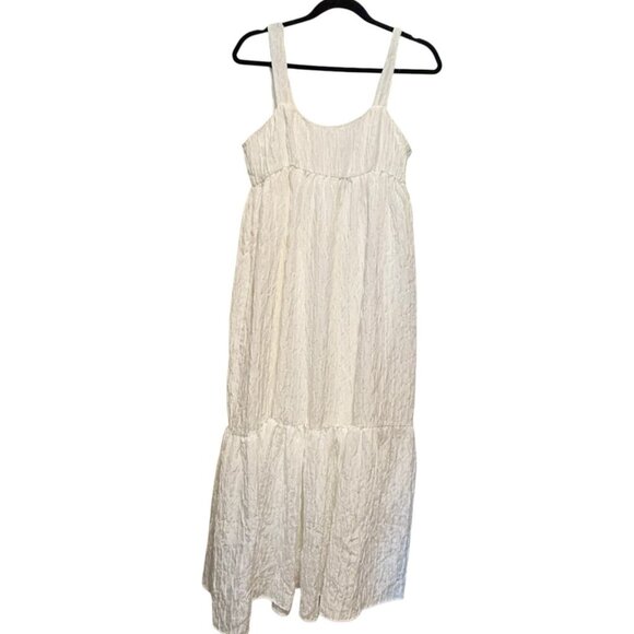 Zara Babydoll Womens Medium Voluminous Textured White Blogger Fav Midi Dress - Picture 2 of 10